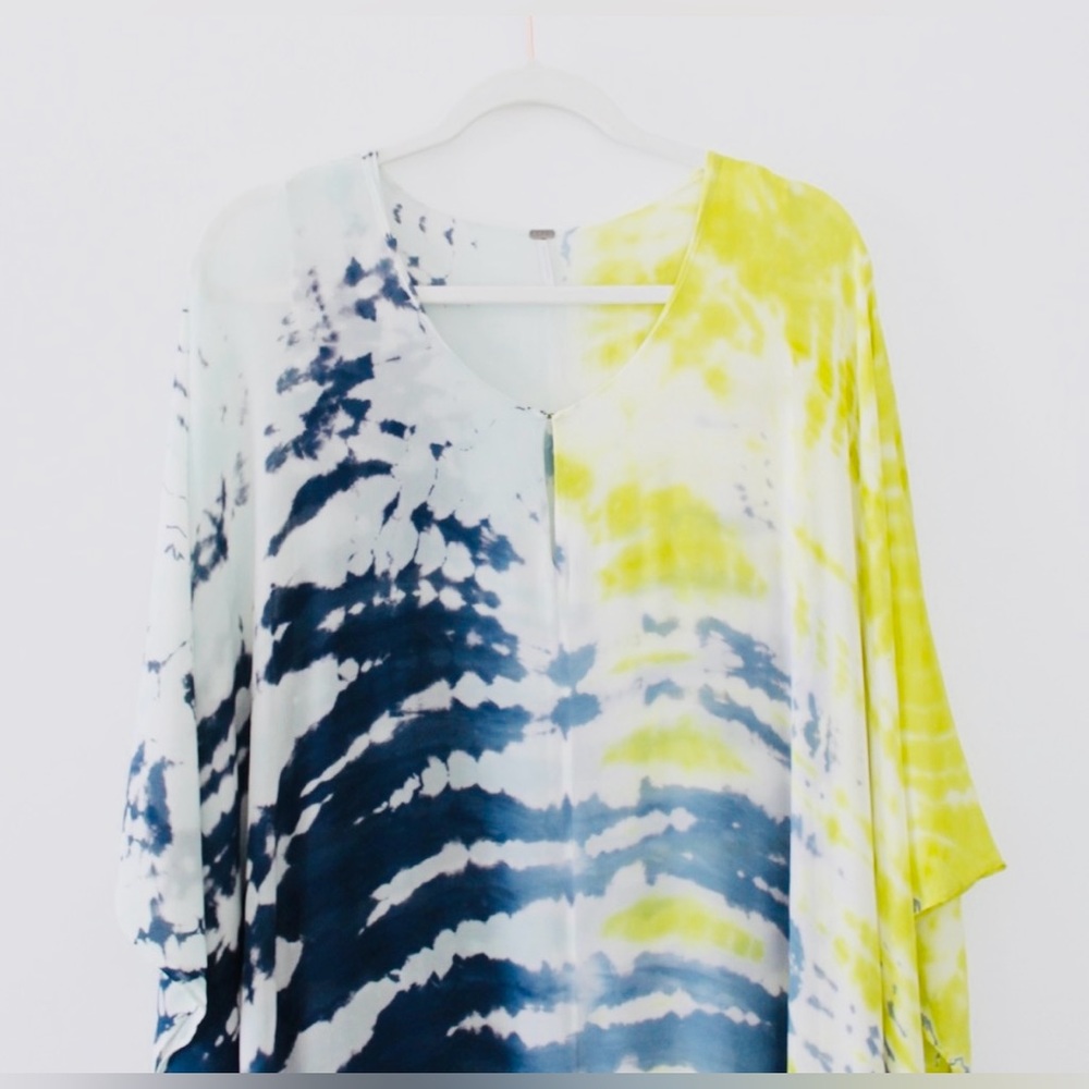 🌟YOUNG FABULOUS BROKE YFB Cyrilla Tie Dye Kaftan Dress in Zest Reef Wash 🌟 M/L - Picture 12 of 16